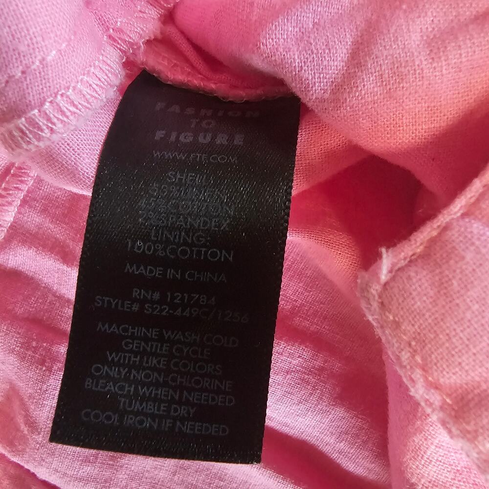Gabi Fresh Bubble Gum Pink Linen Blend Wide Leg Pants Plus Size 0 NWOT 3545 - Picture 4 of 8
